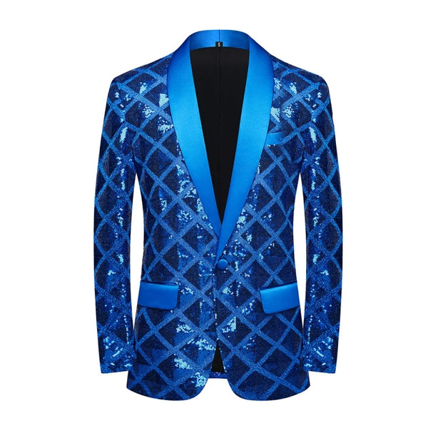 Sequin-Studded Men's Smart Casual Blazer - Chic Dance Jacket for Casual Events